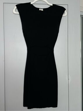 Aritzia Wilfred Free Black Cutout Ribbed Dress